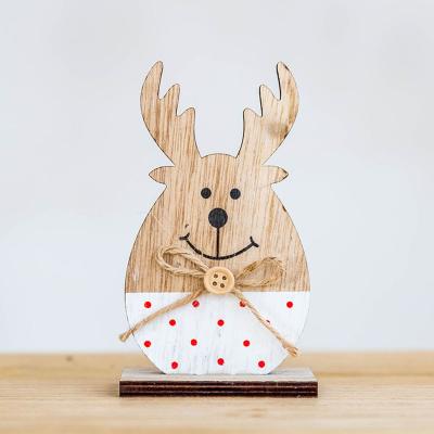 China Cute Wooden Smiling Moose Rope Christmas Home Decorations Window Decorations for sale