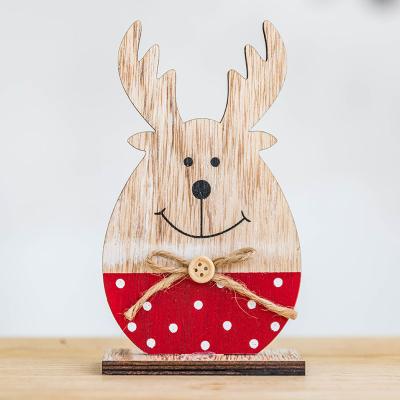 China Cute Smiley Elk Rope Wooden Christmas Tree Christmas Home Hanging Decoration for sale