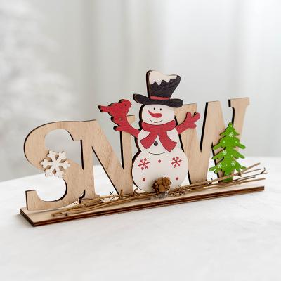 China Christmas Decorations Cute Snowy Christmas Decorations Natural Wooden DIY Wooden Na Opens 2022 New Year Pendant for sale