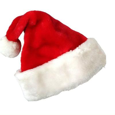 China Durable Velvet Dense Plush Children's Christmas Decoration Durable Velvet Adult Santa Hat Super Soft Thick Christmas Hat for sale