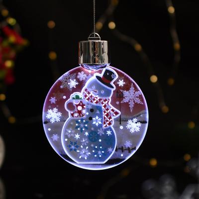 China Customized Acrylic Ornaments Lit With Hanging LED Light Globe Christmas Decorations for sale