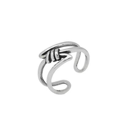 China Europe S925 Silver Ring Retro Hollow Ring Personalized Women's Silver Winding Ring for sale