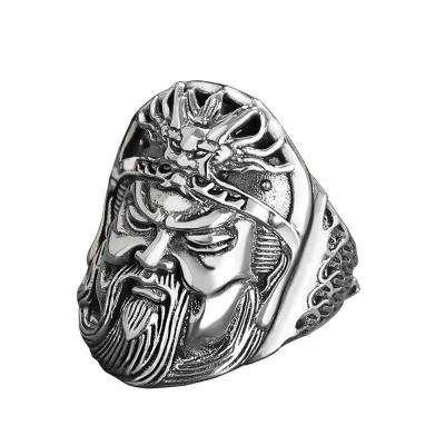 China China Guan Gong Ring God of Wealth Guan Yu relates to bossy personality male retro ring for sale