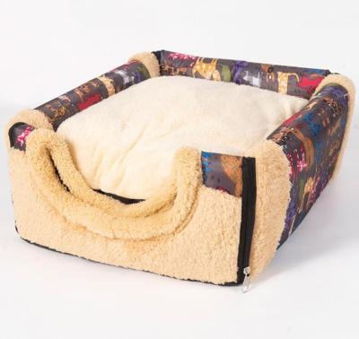 China Sustainable Modern Design Customized Cotton Soft Indoor Pet Bed Large Hand Hold Dog House for sale