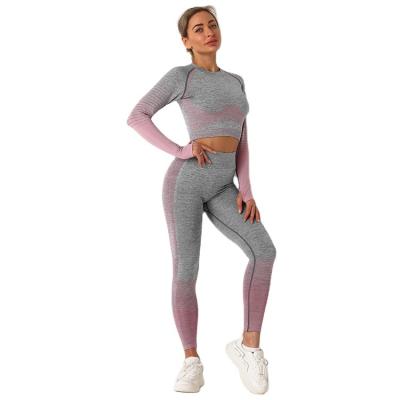 China Breathable Brand New Workout Plus Size Yoga Fitness Activewear Nylon 2 Piece Long Sleeve Legging Women Set Yoga for sale