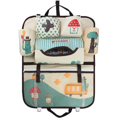 China Cartoon Car Backseat Snack Storage Bag Organizer For Kid Milk Bottle Drink Holder Backseat Kick Protector Cover 54*41cm 21*16