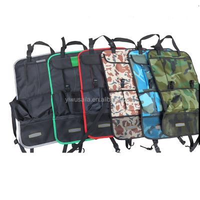 China Camouflage Forest Car Seat Back Organizer Storage Bag With Hook Net Pocket Drink Holder Backseat Protector Cover Kick Mat For Kids 14.5*24.5 Inch for sale