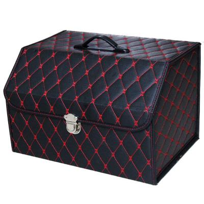 China Leather Organizer With Camouflage Forest PU Car Trunk Handle And Lock Storage Box 30*30*30cm 12*12*12