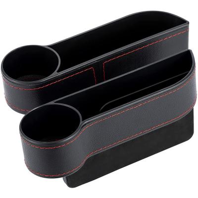 China Camouflage Forest PU Car Seat Crevice Filler Organizer Storage Box Caddy Leather Catcher Gap With USB Charger Hole 27*16*8.5cm 10.8*6.4*3.4 Inch for sale