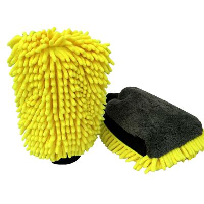 China Coral Velvet Chenille High Quality Microfiber Waterproof Car Wash Glove in Microfiber Car Wash Glove Chenille Material Gloves for sale