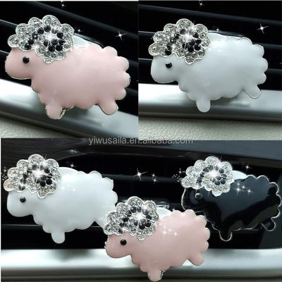 China New China-chic Alloy Bling Crystal Sheep Decoration Ornament Car Air Vent Outlet Clip Air Freshener Fragrance Aromatherapy Diffuser for sale