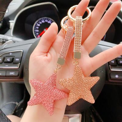 China Hot Selling Car Key Ring Star Portable Practical Creative Shiny Rhinestone Key Chain Key Chain Accessories for sale