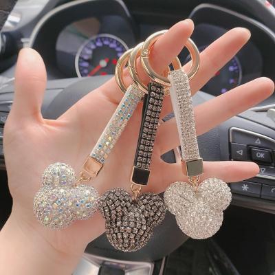 China Hot-selling Crystal Charming Car Keychain Mickey Shape Luxury Car Key Ring Key Chain For Lady Bag/Car Pendant for sale