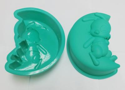 China Novelty Green Rabbit Silicone Cupcake Molds, Silicone Baking Trays for sale