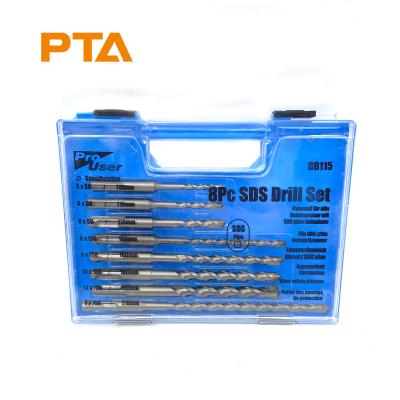 China Masonry Drilling 8pcs SDS PLUS Electric Hammer Drill Bit Set For Concrete Masonry Drilling In Plastic Box for sale