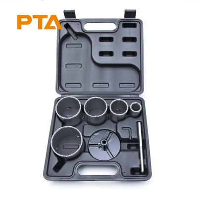 China Masonry Drilling 7pcs Tungsten Carbide Hole Saw Kit Grit Slant Hole Saw Set For Stone Marble for sale