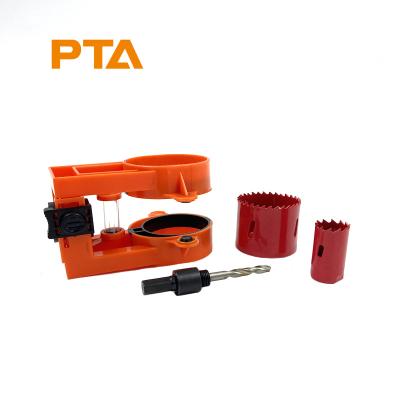 China 4pcs Drilling Wood Metal Door Lock Installation Kit Bi Metal Hole Saw Wood Cutter With Innovative Guide for sale