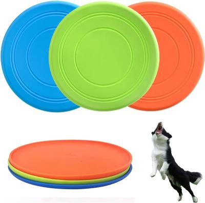 China Sustainable Bite Resistance Bite Training Toy Interactive Dog Chew Toys Soft Rubber Dog Frisbeed Pet Toys Pet Flight Discs for sale