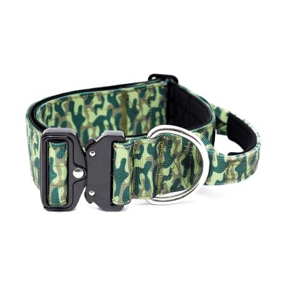 China Personalized Nylon Tactical Dog Collar 2inch Camouflage Mesh With Handle And Neoprene And Metal Buckle for sale