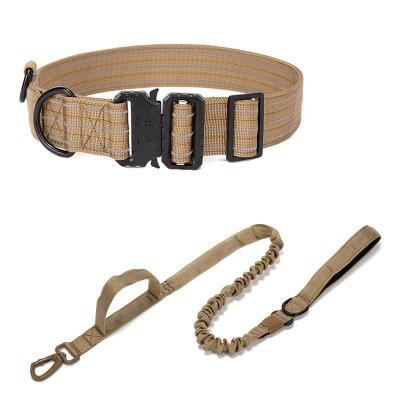 China Thoughtful Custom Medium and Large Dog Leash Collar Set Double Handle Dog Rope Tactical Explosion Proof Dog Walking Chain for sale