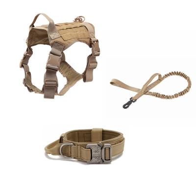 China Custom Tactical Outdoor Training Dog Pet Dog Breathable Cooling Walking Suit Three-Piece Dog Vest Chest Strap Leash Collar for sale