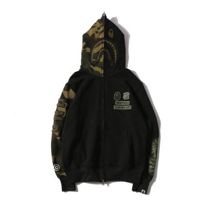 China Bape shark coat camouflage zipper embroidery hoodie anti-pilling male and female couples spring and autumn cardigan hoodie for sale