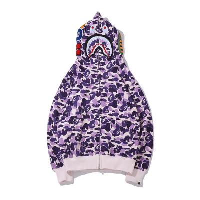 China Purple BAPE Taro Anti-Pilling Camouflage Cardigan Hoodie Mens Teen Zipper Coat For Students for sale