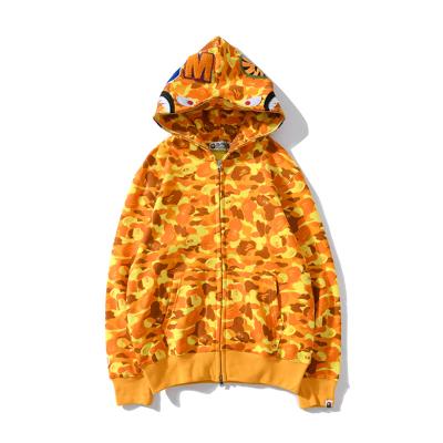 China Anti-pilling BAPE Co-Branded Eat Orange Hoodie Men's Chicken Camouflage Cardigan Casual Zipper Hooded Coat Plus Velvet for sale