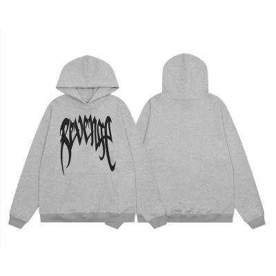 China Couple American Style Vintage Niche Drop Embroidery Anti-pilling Revenge Hoodie Loose Gray Hoodie Coat for sale