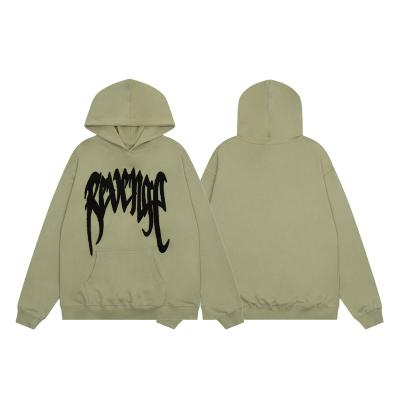 China Anti-pilling Green Towel Embroidered hip hop loose hoodie men limited pattern revenge and high street women's loose plus velor hoodie for sale