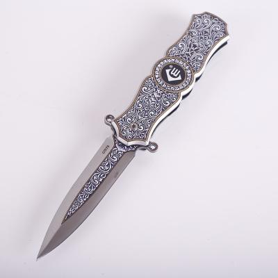 China High Quality Professional Camping Knife Fast Delivery Stainless Steel Flower Knife With 3D Patterned Aluminum Handle Folding Pocket Key Knife for sale