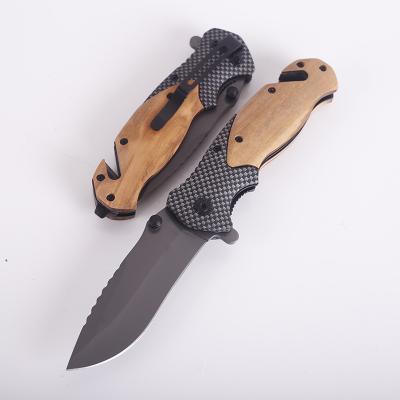 China Quick-Change Quickly Shipping High Quality Stainless Steel Knife With X50 Olive Wood Handled Knife Military Pocket Knife Outside for sale