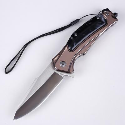 China Camping knife ready to ship professional stainless steel titanium knife with black knife handle resin outdoor knife survival for sale