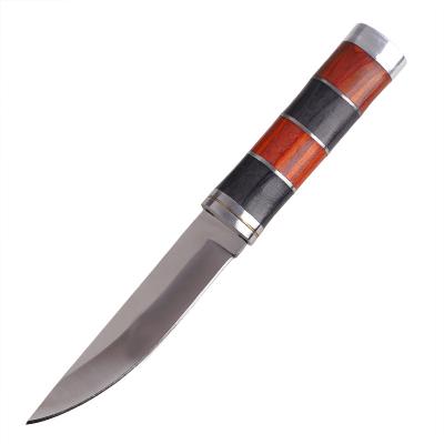 China Outdoor Knife Quick Carry Stainless Steel Color Wood Copper Handle Hunting Knife High Quality Fixed Blade for sale