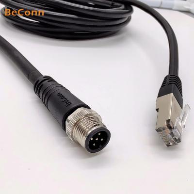 China audio & M12 5pin 8pin video male connector to RJ45 socket extension cable for data transmission on communication device for sale