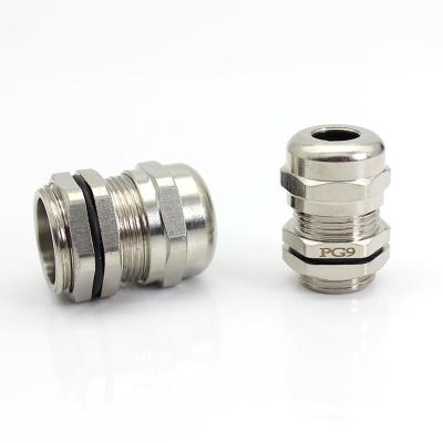 China PG9 Gland Brass Metal Cable Waterproof Cable Glands Seals Adjustable Connector For 4-8mm Dia Cable for sale