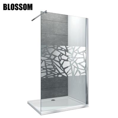 China Frameless Bathroom Room Grab Bar Wet Walk In Tempered Glass Frameless Shower Screen for sale