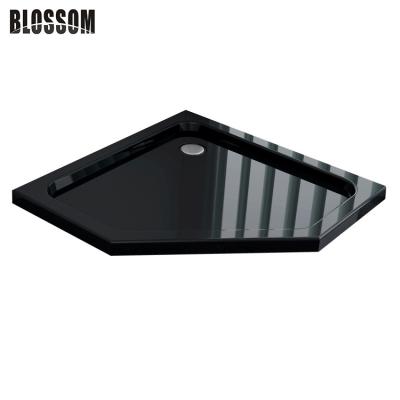 China Large Shower Enclosures Pentagon Tray Pan Diamond Shower Bottom Base For Shower Tray Base China European White Pure Thin Black Acrylic ABS for sale