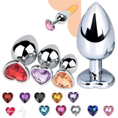 China Adult BDSM Stainless Gift Stainless Steel Metal With Jewel Anal Plug Set Fitness Crystal Jewelry Butt Plug Anal Dilator Women for sale