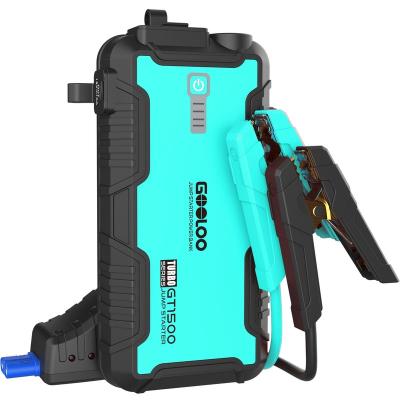 China GOOLOO GT1500 Passenger Car Lithium Jump Starter Compact 1500A 55.5WH Banks Power Jump Starter for sale