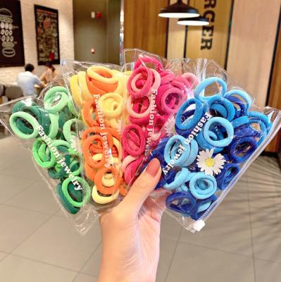 China Korea THB-8C616 50pcs Set Nylon Elastic Headband For Children Kids Hair Care Colorful Ponytail Holder for sale