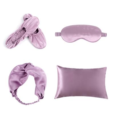 China China TSK-EG8C015 4pcs Home Leisure Gift Set Mulberry Silk Pillow Case Headband 100% Silk Moving Eyemask And Ballet Shoes for sale