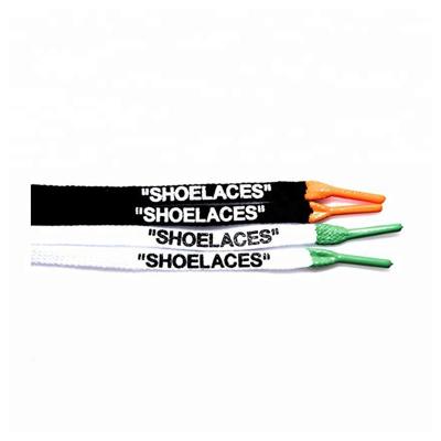 China Flat Boot Sneaker Shoe Lace Hoodie Laces Belts Text Logo Silicone Tips Flat Shoelaces Printed for sale