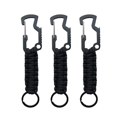 China 550 Colors Paracord Multi Functional Outdoor Custom Keychain Survival Bottle Opener Tactical Woven Paracord Key Chain for sale