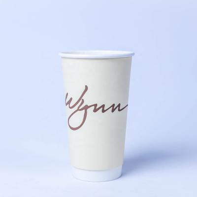 China Disposable 12 Oz Customized Disposable Eco Friendly PE Lined Double Wall Paper Cups With Premium Lids for sale