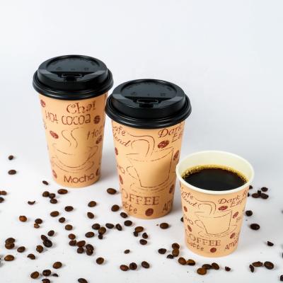 China Customized Disposable Disposable Take Away Coffee Paper Cups For Drinks Tea Milk Paper Cups Hot Custom Logo Printing for sale