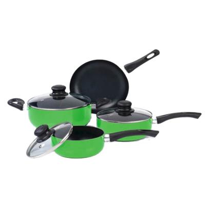 China Sustainable aluminum non-stick cookware 7pcs set for sale