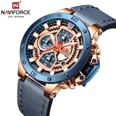 China Automatic Date Display Friendship Date NAVIFORCE NF9159 Genuine Leather Strap Sports Wrist Watch for sale