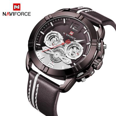 China NAVIFORCE NF9168 Automatic Date Popular Waterproof Genuine Leather Strap Casual Wrist Watch for sale