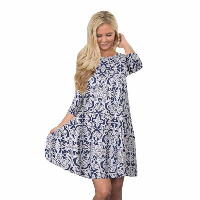 China 2021 hot sale floral print one-piece dress anti-static casual dresses long sleeve party dress autumn DRESS and SKIRTS clothes for sale